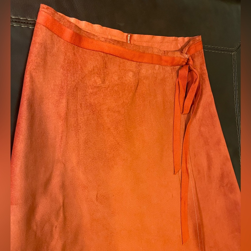 RCZAE NICHOLS S Leather skirt Blood Orange